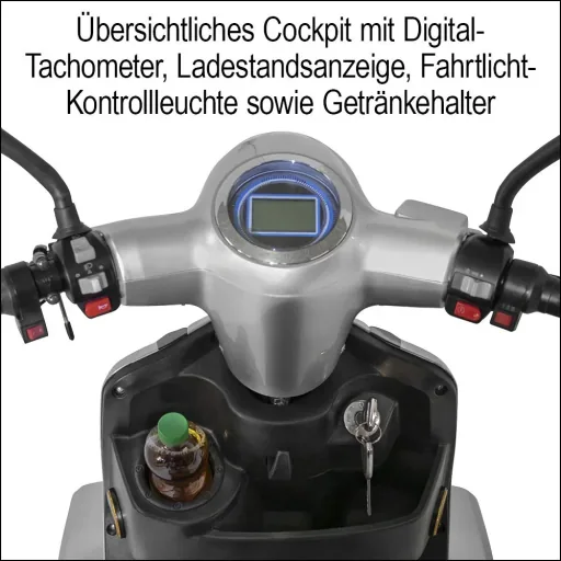 4-Rad E-Mobil Palermo 25 km/h silber inklusive Wind- und Wetterschutz