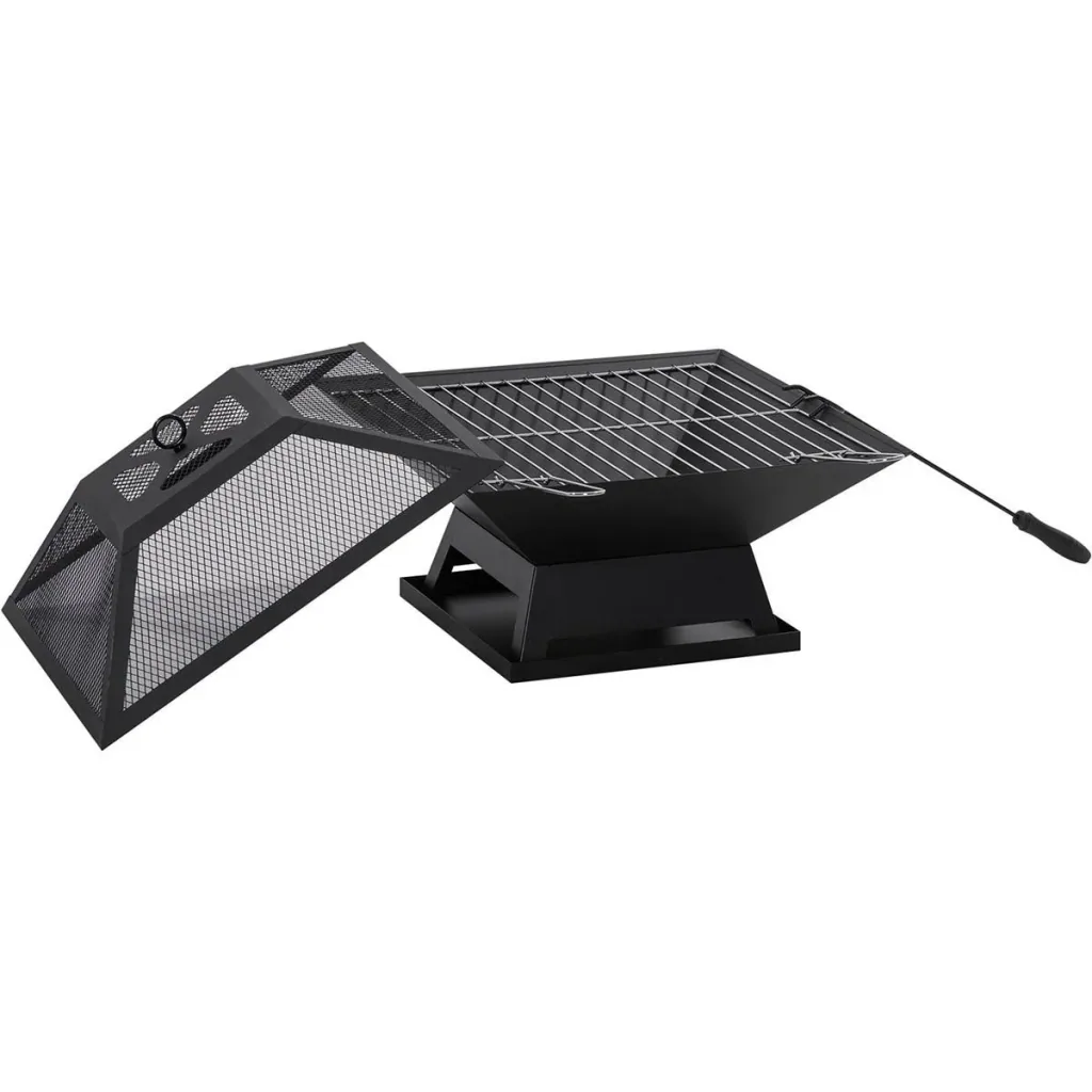 Feuerkorb mit Deckel und BBQ-Grill 45 x 45 x 34 cm