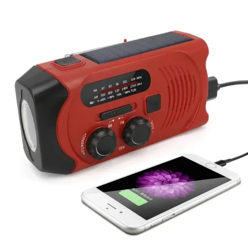 Tragbares Solar Kurbel Radio mit Taschenlicht, Akku- und Batteriebetrieb