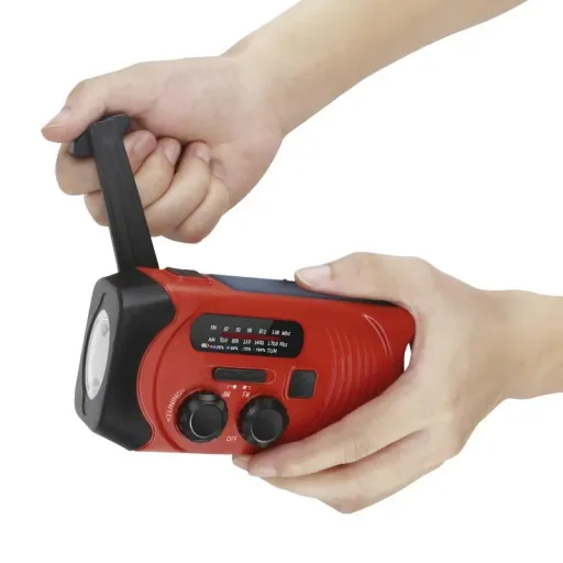 Tragbares Solar Kurbel Radio mit Taschenlicht, Akku- und Batteriebetrieb