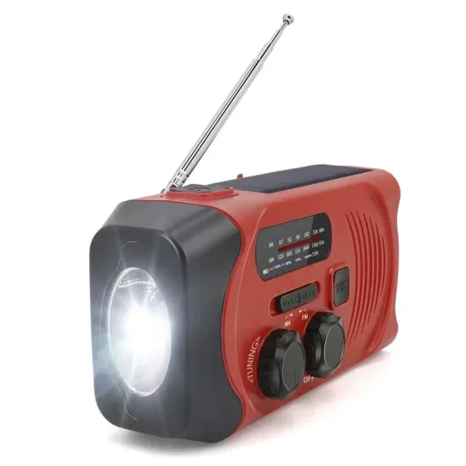 Tragbares Solar Kurbel Radio mit Taschenlicht, Akku- und Batteriebetrieb