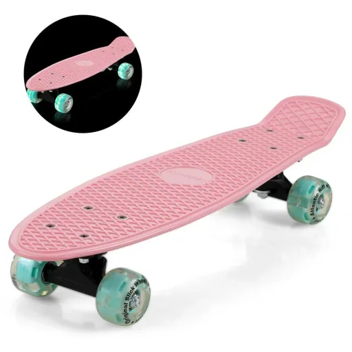 Skateboard mit LED-Beleuchtung - Pink & Mint - 57 cm