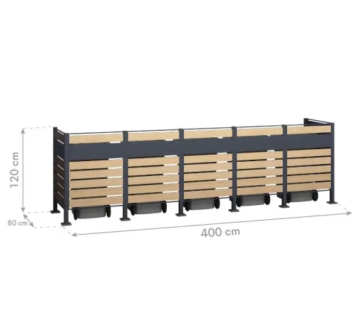 Mülltonnenverkleidung Planum 5er Box, 120 cm, holzoptik