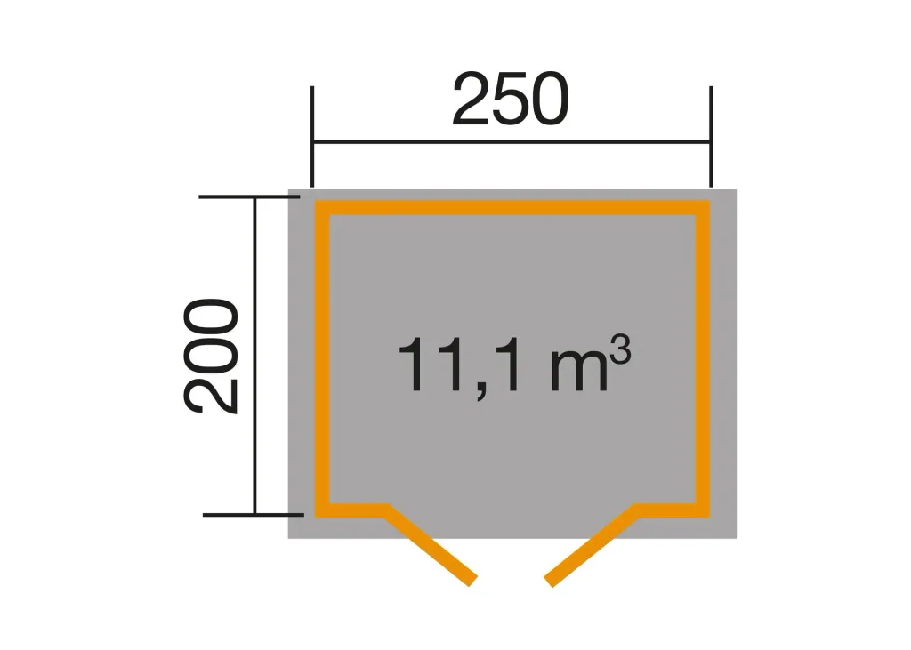 Gartenhaus 209 Gr.1.5, 288 x 234 x 254 cm Wandstärke 28 mm, mit Doppeltür natur