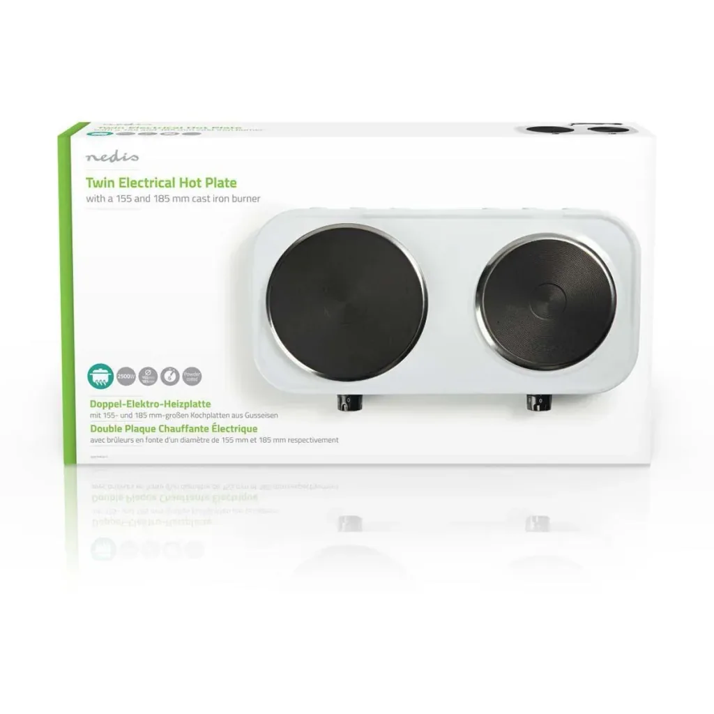 Nedis Doppelte elektrische Heizplatte - 2500 W - 155/185 mm - Überhitzungsschutz