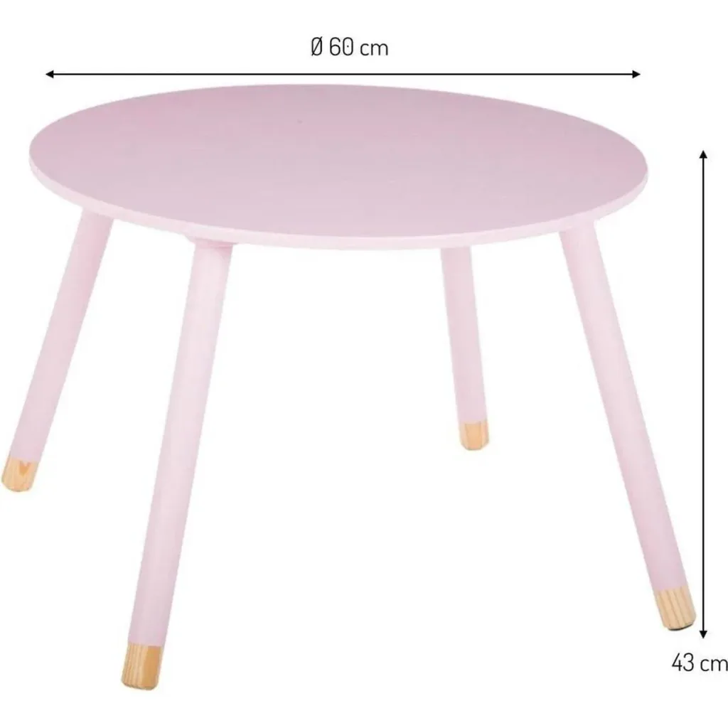 NL Kindertisch Rund - rosa - 60x60x43 cm