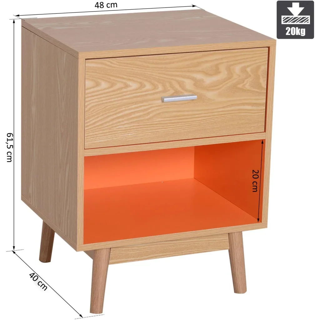 Nachttisch Nachtkommode Konsole Beistelltisch mit Schublade Holz 48 x 40 x 61,5 cm