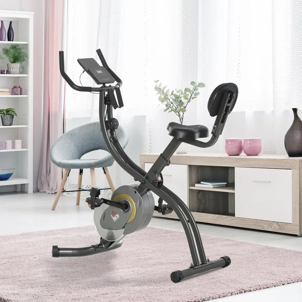 Heimtrainer, 2-in-1 Fahrradtrainer 6 kg Schwungrad, Trimmrad mit 16 stufig einstellbarem Magnetwiderstand und 1 Paar Spa