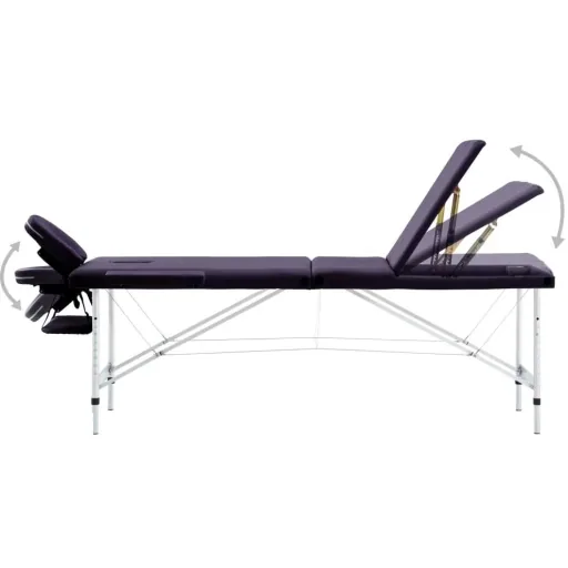 Klappbarer Massagetisch 3 Zonen Aluminium Wein lila
