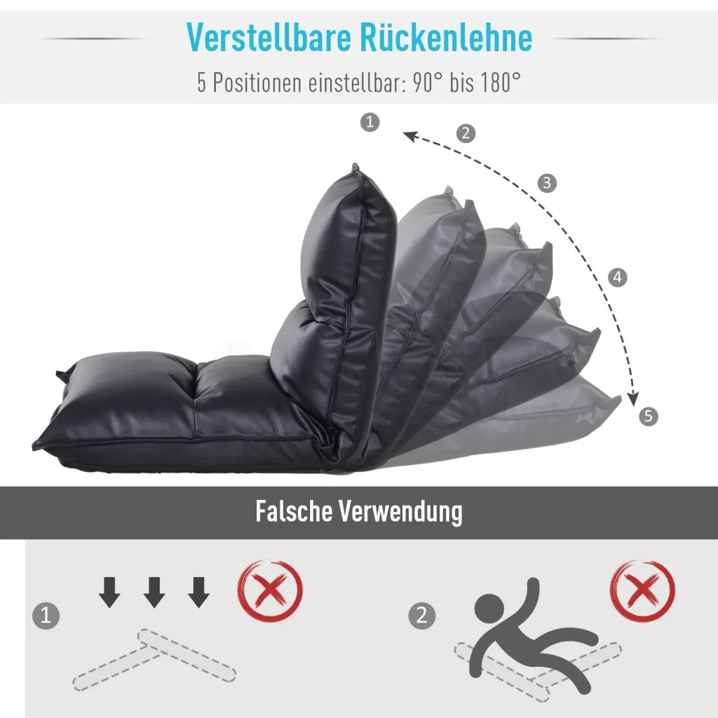 Bodenkissen mit verstellbarer Rückenlehne