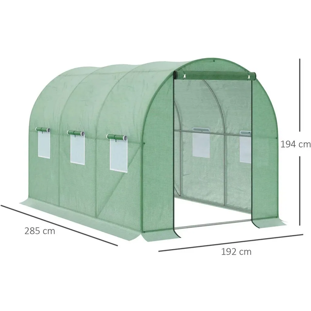 Foliengewächshaus begehbares Gewächshaus 3 x 2 m Polytunnel Folientunnel Treibhaus Frostschutz Stahlrohr Dunkelgrün