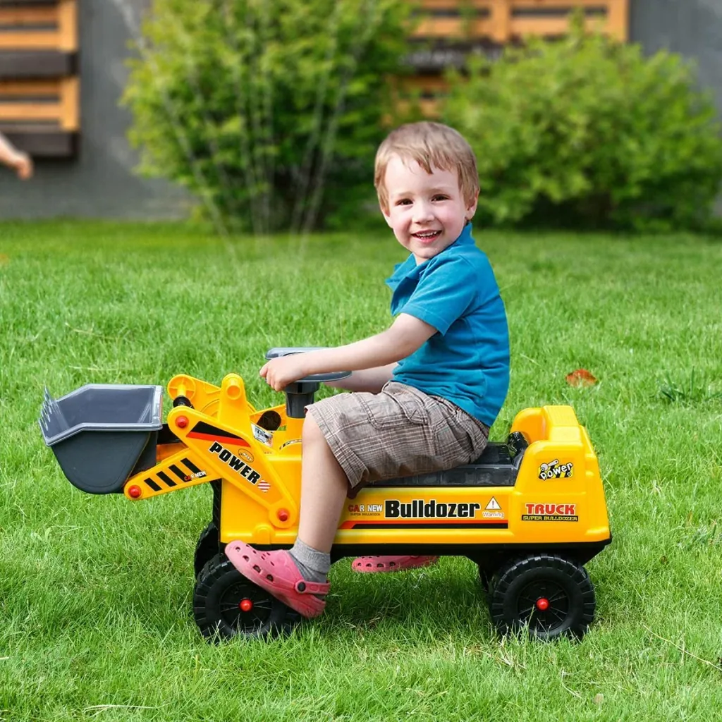 Sitzbagger für Kinder Rutsch Auto Sandspielzeug Rutscherfahrzeug für Kinder 2-3 Jahre PP-Kunststoff ABS Gelb+Schwarz+Gra
