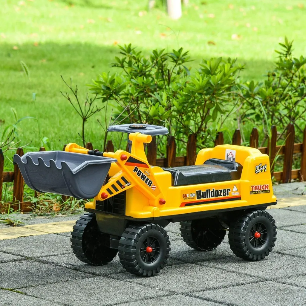 Sitzbagger für Kinder Rutsch Auto Sandspielzeug Rutscherfahrzeug für Kinder 2-3 Jahre PP-Kunststoff ABS Gelb+Schwarz+Gra
