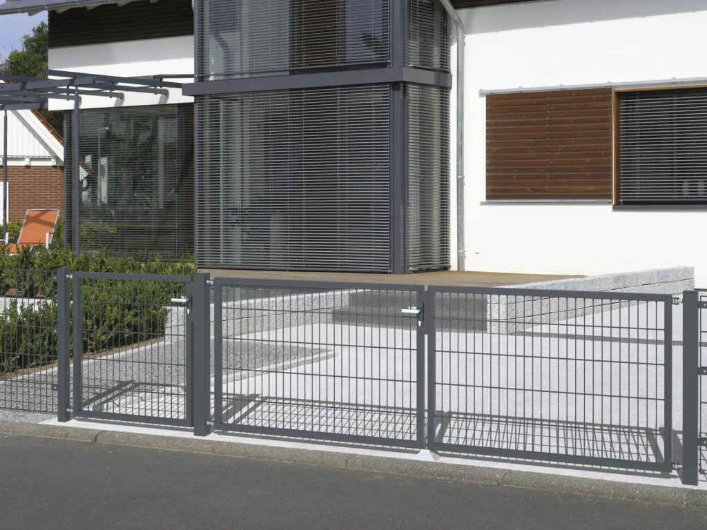 Doppelstabmattenzaun Komplettset, anthrazit, Höhe 80 cm, Länge 24 m