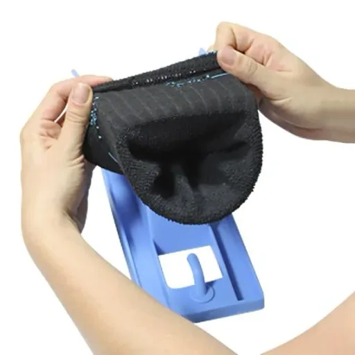 3 in 1 Anziehhilfe für Socken und Schuhlöffel, Blau