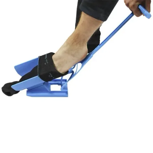 3 in 1 Anziehhilfe für Socken und Schuhlöffel, Blau