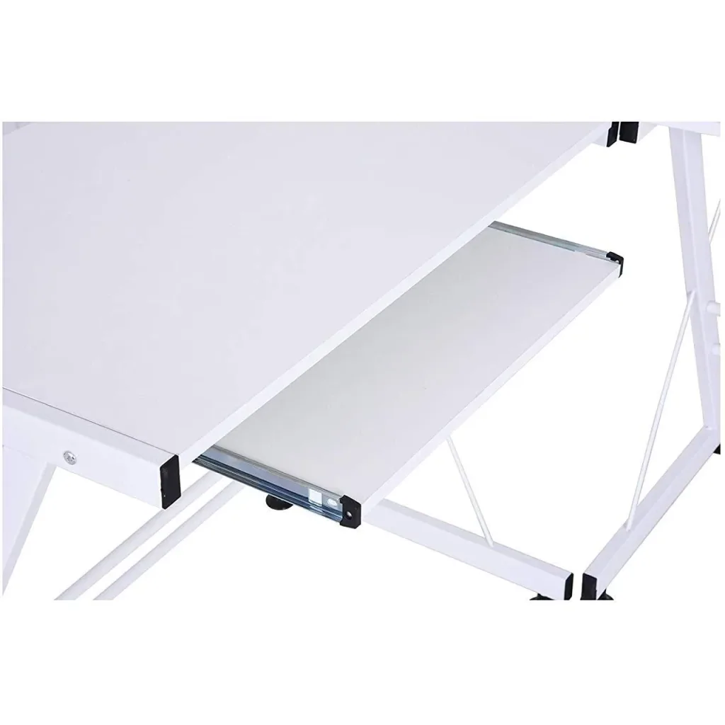 Computertisch Schreibtisch flexible Arbeitsstation MDF Stahl Weiß 210 x 50 x 73,5 cm