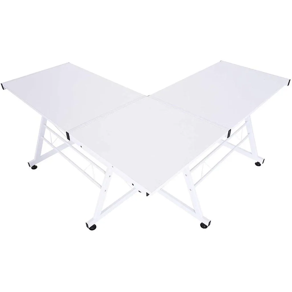 Computertisch Schreibtisch flexible Arbeitsstation MDF Stahl Weiß 210 x 50 x 73,5 cm
