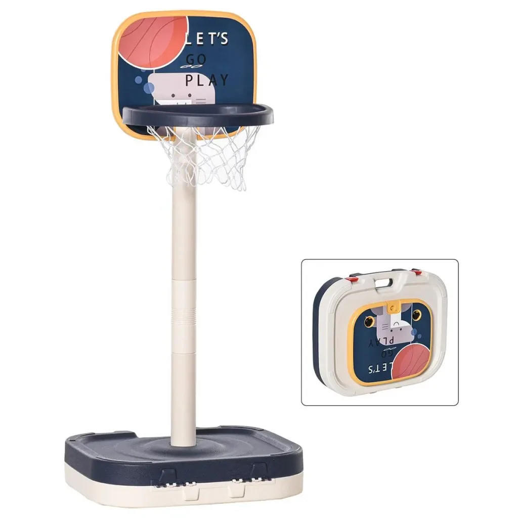 Kinder Basketballständer Basketballkorb einstellbar höhenverstellbar tragbar leicht mit Ball und Pumpe Lila+Weiß 58,5x56