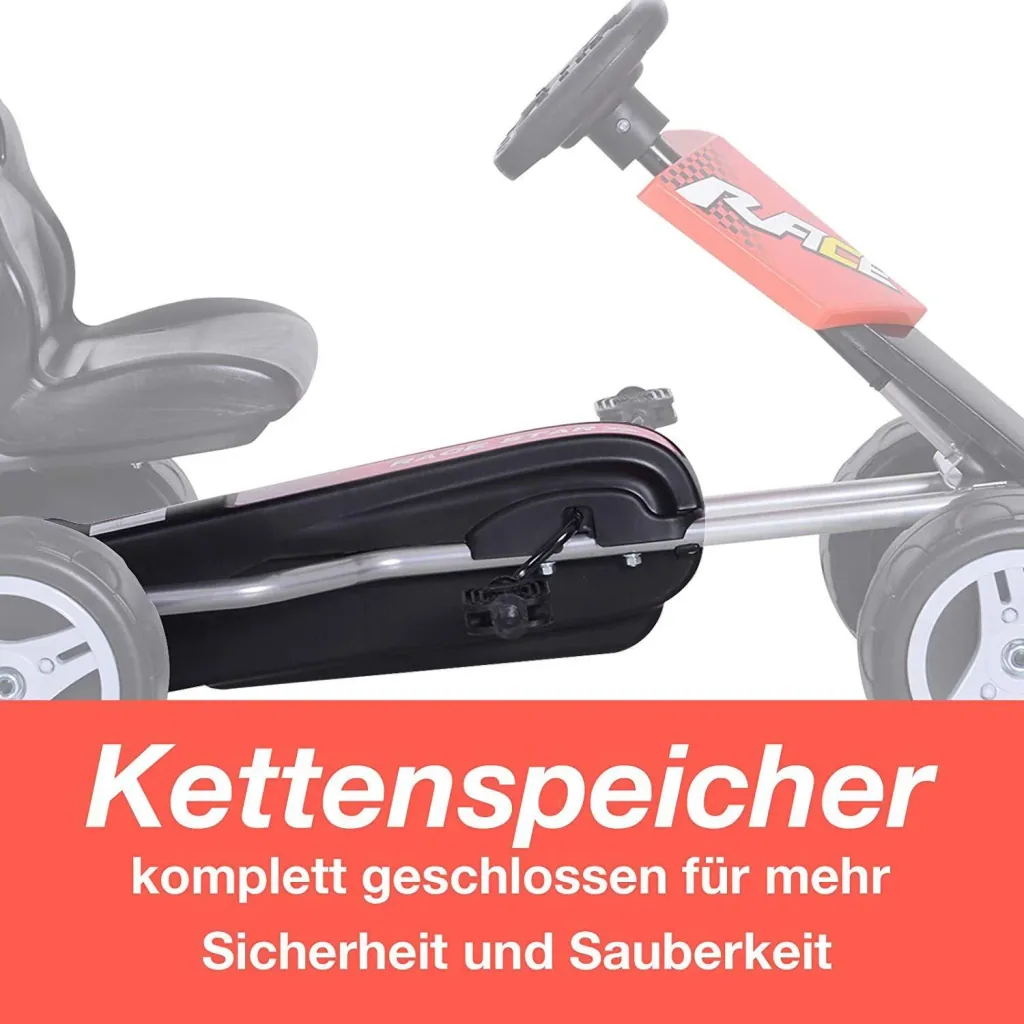 Kinder Go-Kart Tretauto Kinderfahrzeug mit Pedalen 4 Räder Metall + Kunststoff Rot 3 8 Jahre