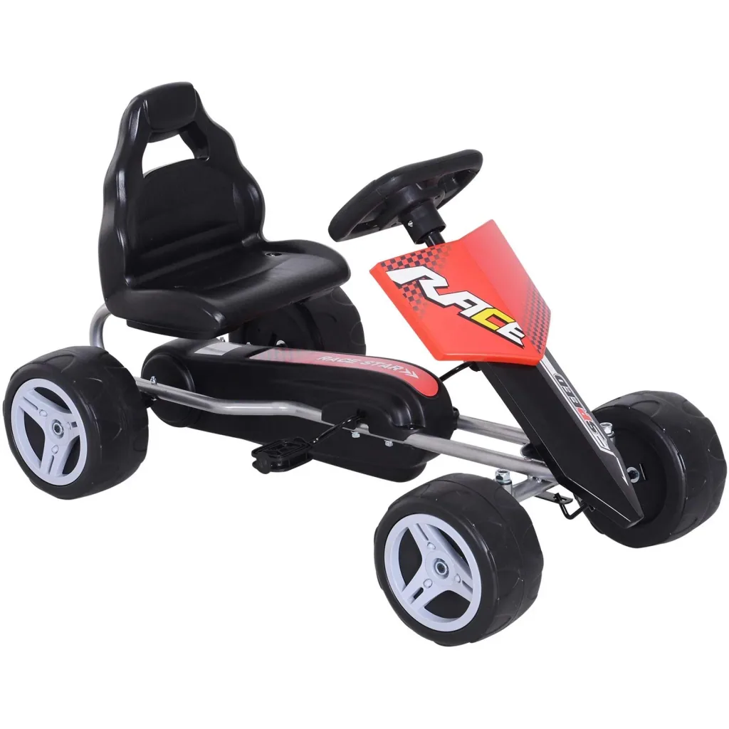 Kinder Go-Kart Tretauto Kinderfahrzeug mit Pedalen 4 Räder Metall + Kunststoff Rot 3 8 Jahre