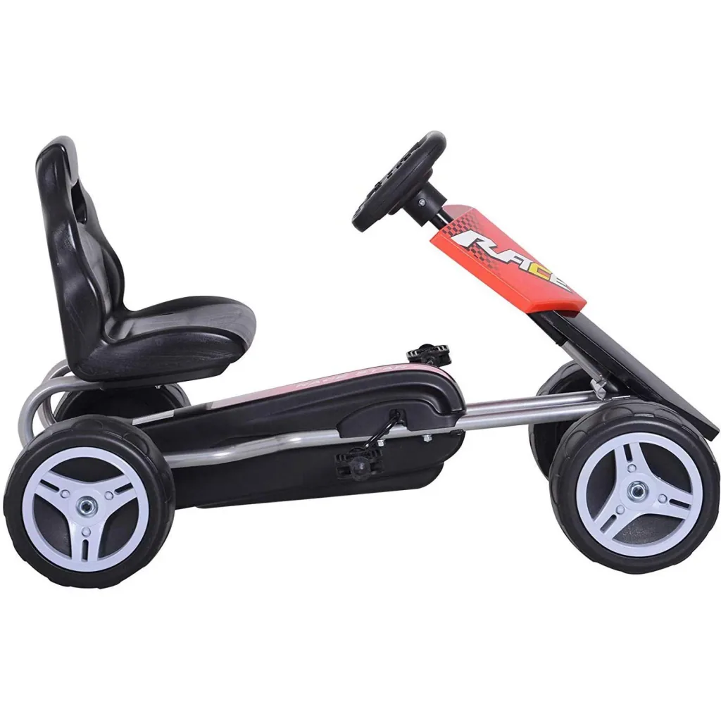 Kinder Go-Kart Tretauto Kinderfahrzeug mit Pedalen 4 Räder Metall + Kunststoff Rot 3 8 Jahre