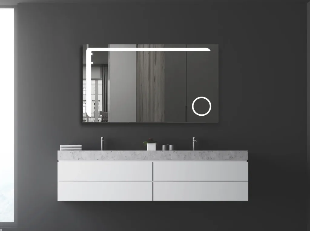 Badezimmerspiegel mit Beleuchtung, "Arrow" - 120 x 70 cm - Lichtfarbe neutralweiß