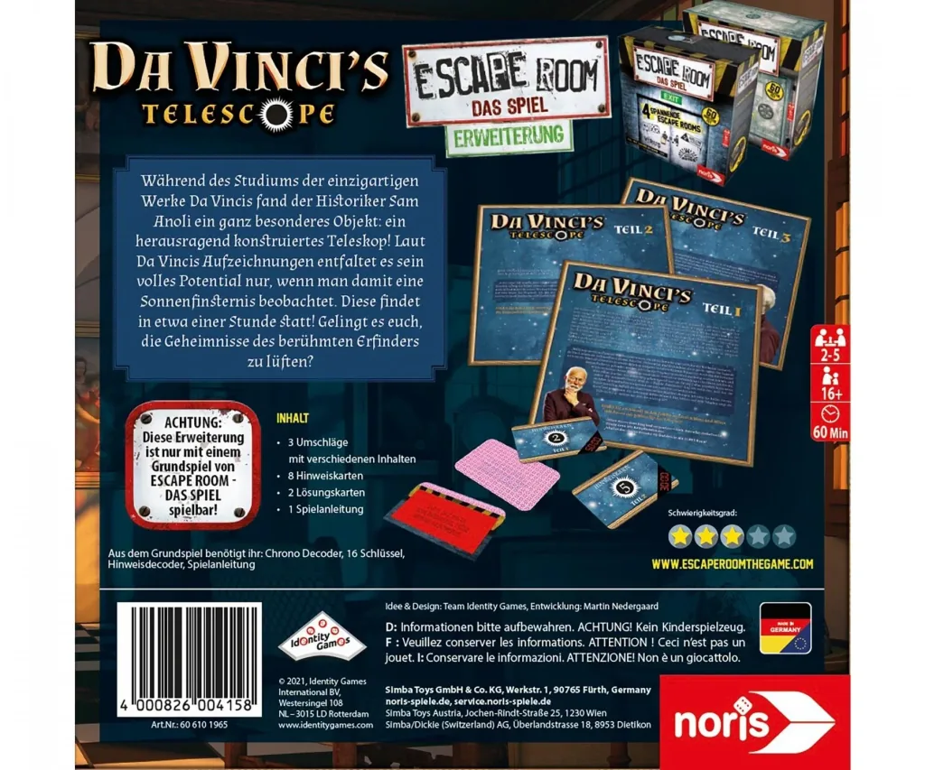 Gesellschaftsspiel Escape Room Da Vinci's Telescope