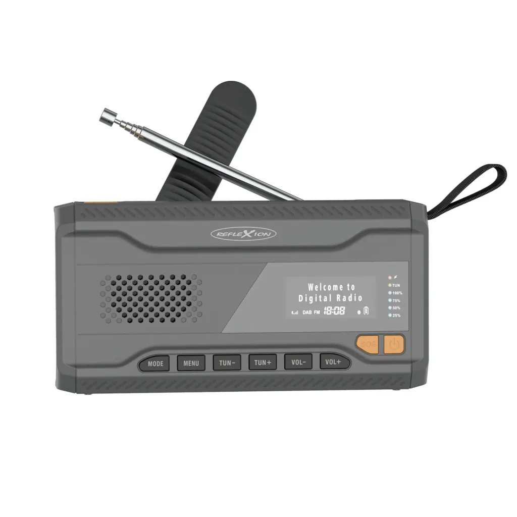 Outdoor Solarkurbelradio mit SOS Taschenlampe, DAB/UKW, Bluetooth, Akku