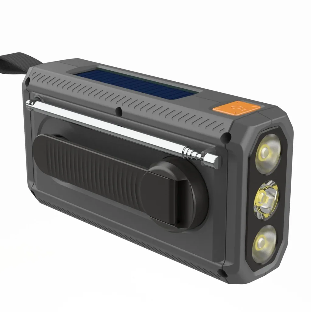 Outdoor Solarkurbelradio mit SOS Taschenlampe, DAB/UKW, Bluetooth, Akku