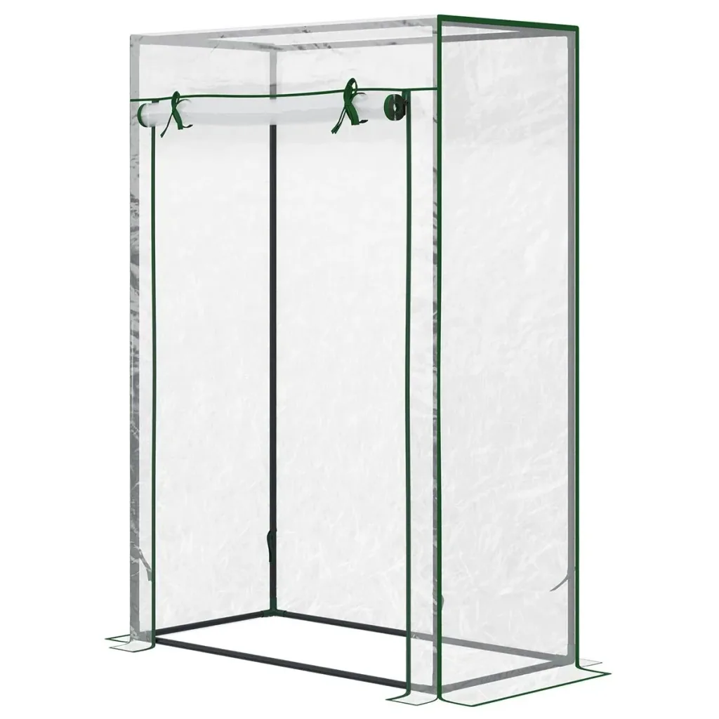 Gewächshaus Frühbeet Tomatengewächshaus mit Rolltor Stahl PE transparent 100 x 50 x 149 cm