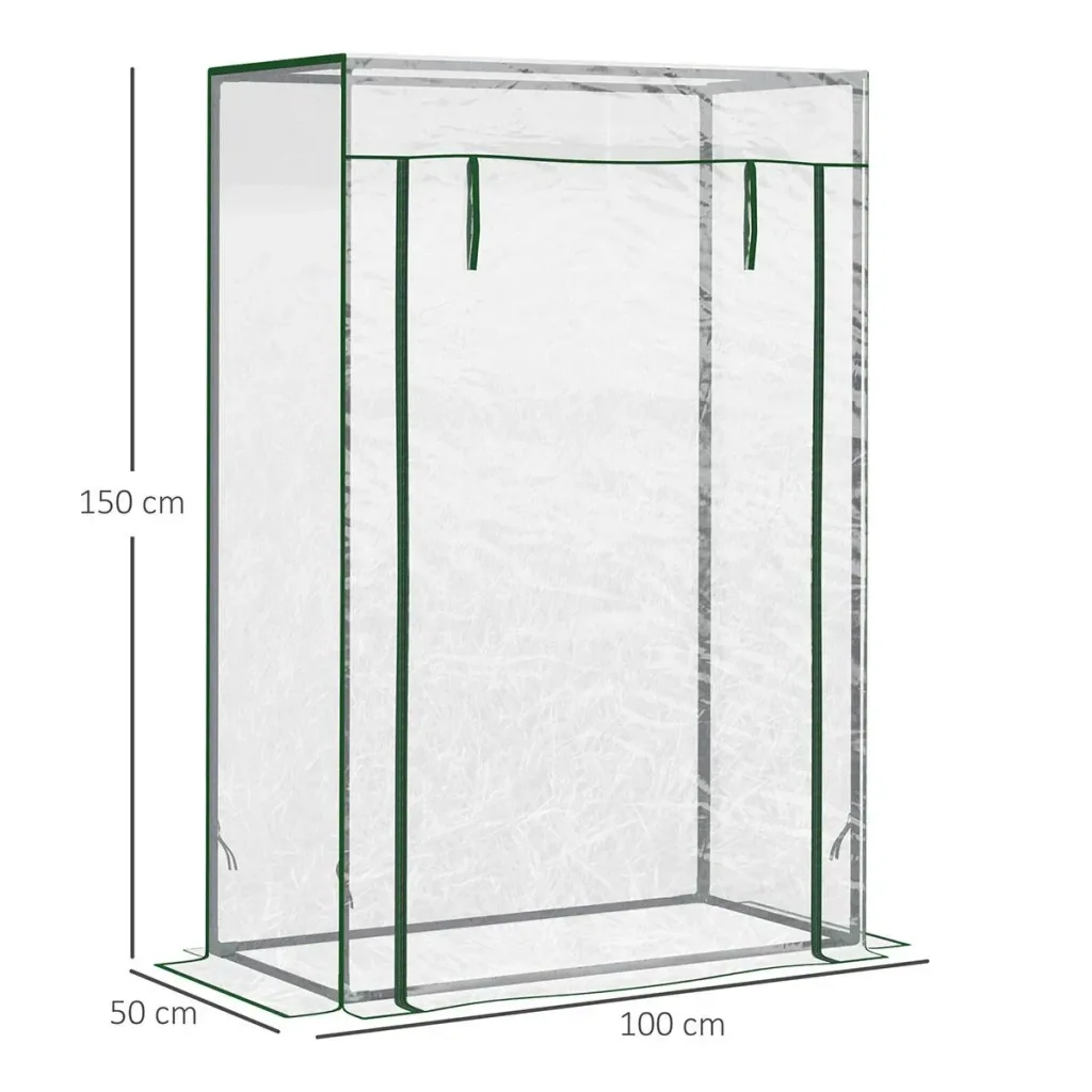 Gewächshaus Frühbeet Tomatengewächshaus mit Rolltor Stahl PE transparent 100 x 50 x 149 cm