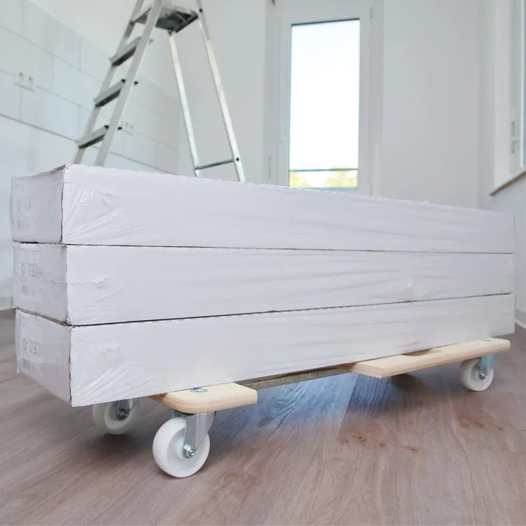 Transporthilfe MM 1331, 59-86 x 29 x 11 cm ausziehbar, harte Rollen Ø 75 mm, Rollenlager, Birke FSC®, Tragkraft 200 kg