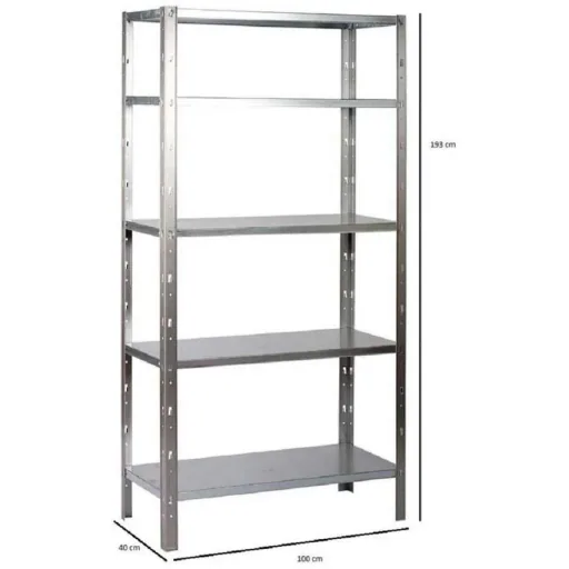 Metall-Lagerregal / Regaleinheit mit 5 Fachböden - 500kg Tragkraft - (BxTxH) 100x40x193cm - 100kg pro Fachboden
