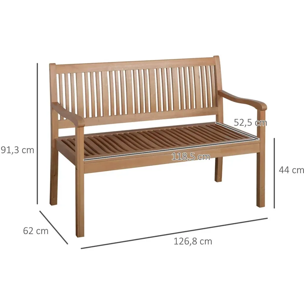 2-Sitzer Gartenbank Holz 126,8 x 62 x 91,3 cm