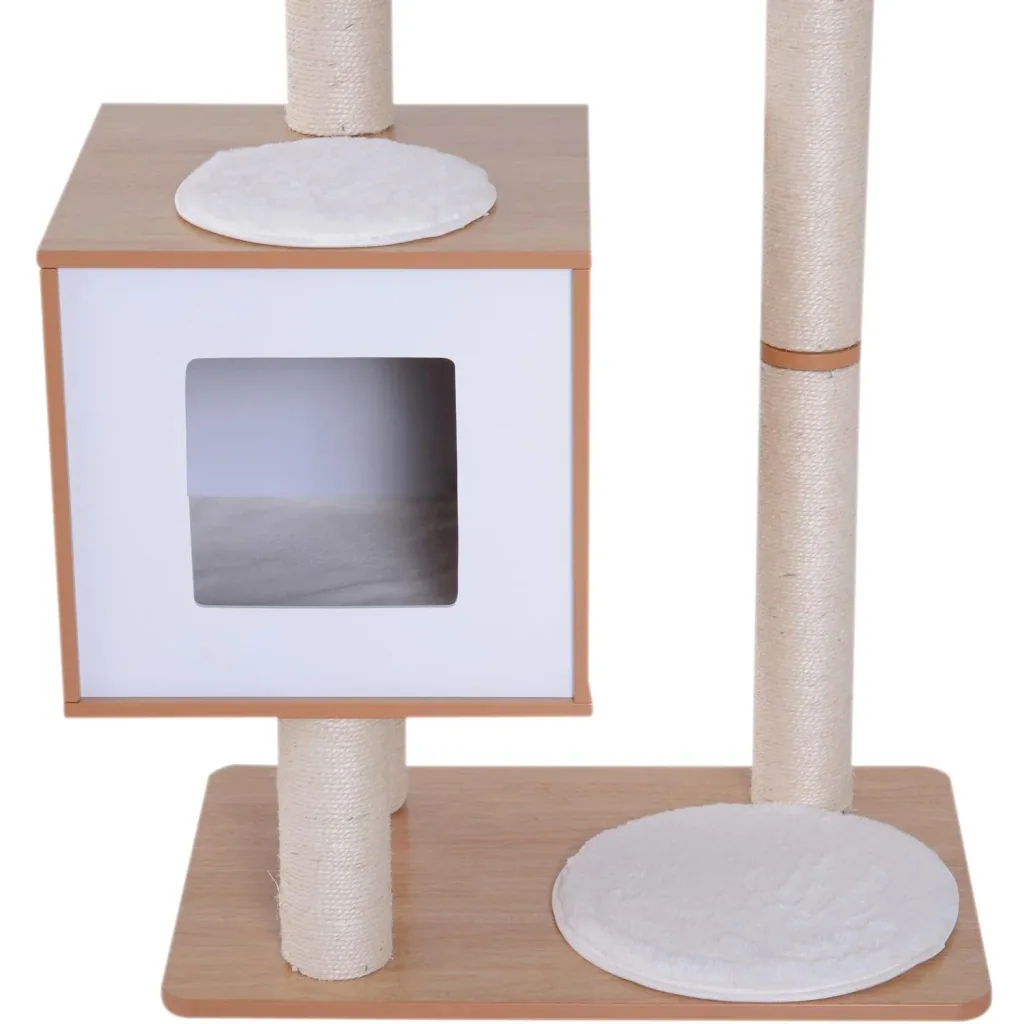 Kratzbaum Katzenspielzeug Kletterbaum Sisal Polster Liegefläche Ball natur 60 x 40 x 120 cm
