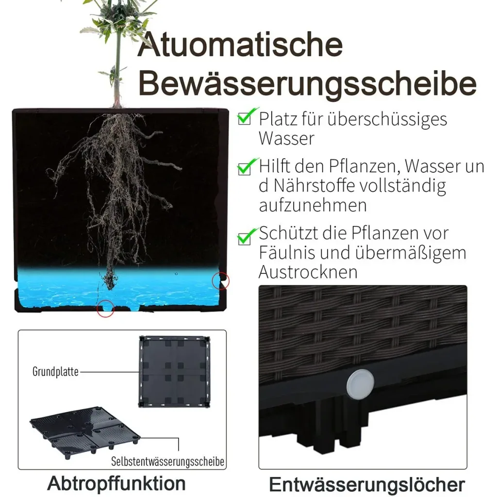 4-teiliges Hochbeet in Rattan-Optik dunkelbraun