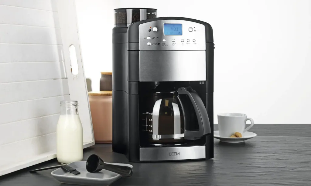 Kaffeemaschine mit Mahlwerk "Fresh-Aroma-Perfect" Edelstahl, 1,25 l Glaskanne, 1000 W