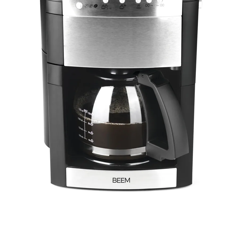 Kaffeemaschine mit Mahlwerk "Fresh-Aroma-Perfect" Edelstahl, 1,25 l Glaskanne, 1000 W