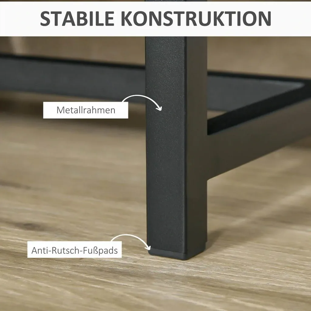 Nachttisch Nachtkommode mit 2 Schubladen Beistelltisch Nachtschrank Sofatisch Schwarz+Natur 40 x 36 x 48,5 cm