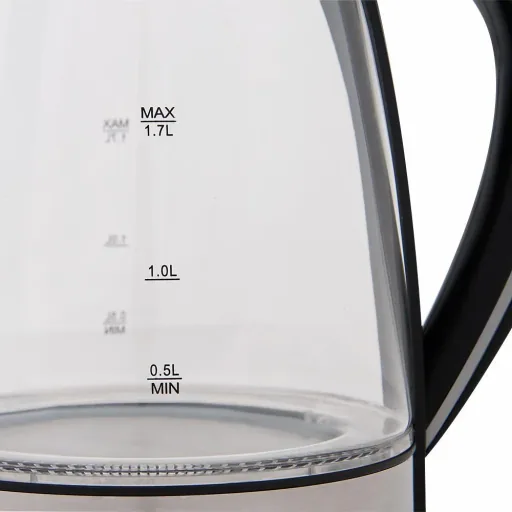 Wasserkocher schwarz/silbern Glas/Edelstahl 1,7L