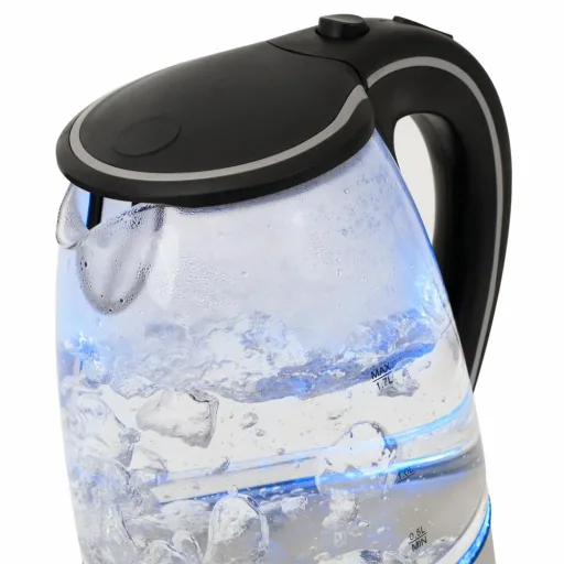 Wasserkocher schwarz/silbern Glas/Edelstahl 1,7L