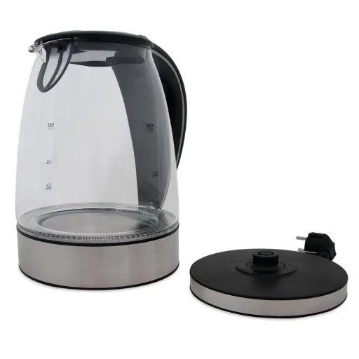 Wasserkocher schwarz/silbern Glas/Edelstahl 1,7L