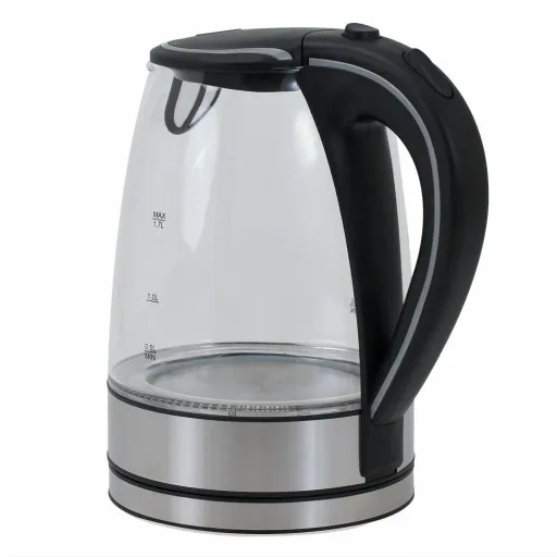 Wasserkocher schwarz/silbern Glas/Edelstahl 1,7L