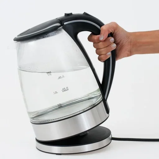 Wasserkocher schwarz/silbern Glas/Edelstahl 1,7L