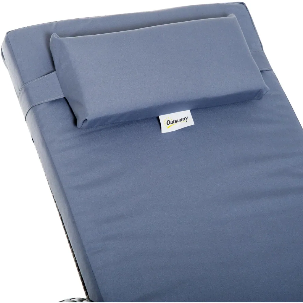 Sonnenliege Gartenliege Tisch 3er-Set Gartenmöbel Polyrattan + Metall Grau höhenverstellbar
