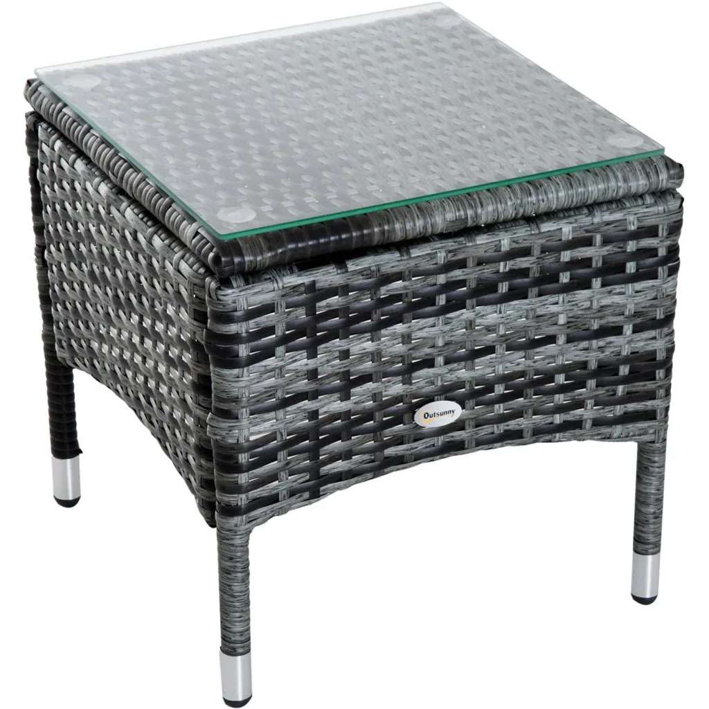 Sonnenliege Gartenliege Tisch 3er-Set Gartenmöbel Polyrattan + Metall Grau höhenverstellbar