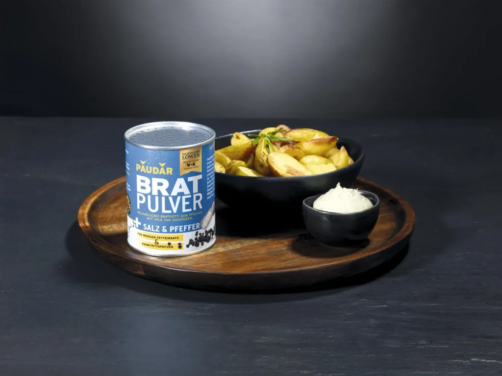 Pflanzliches Bratfett-Pulver, „PAUDAR“, mit Salz und Pfeffer, 175 g
