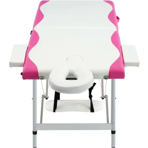 Klappbarer Massagetisch mit 2 Zonen Aluminium weiß und rosa