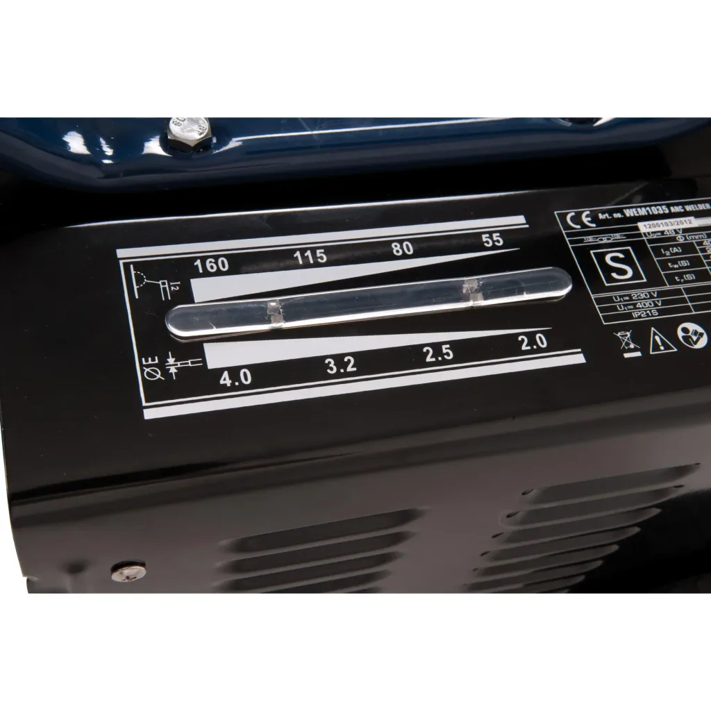 WEM1035 Elektro-Schweißgerät 55-160 Ampere - Thermischen Sicherung - Inkl. Schweißschild, Drahtbürste und Schlackenhamme